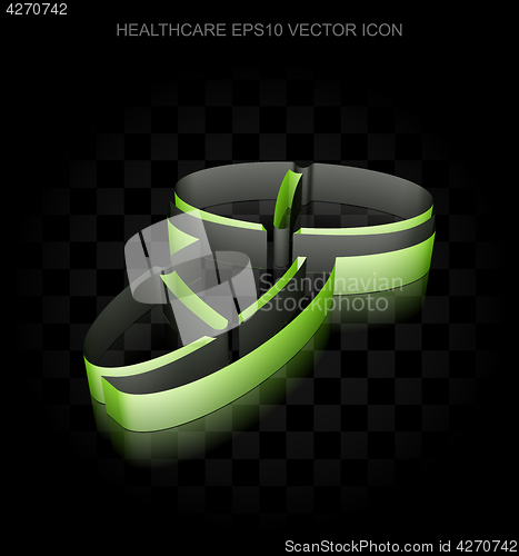 Image of Healthcare icon: Green 3d Pills made of paper, transparent shadow, EPS 10 vector.