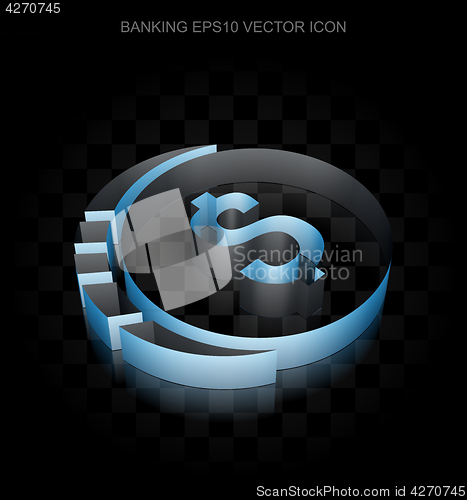 Image of Currency icon: Blue 3d Dollar Coin made of paper, transparent shadow, EPS 10 vector.