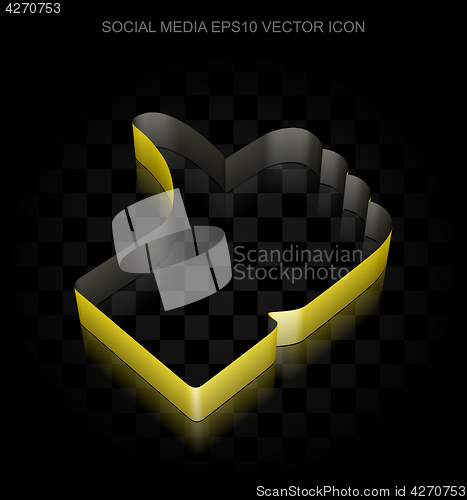 Image of Social media icon: Yellow 3d Thumb Up made of paper, transparent shadow, EPS 10 vector.