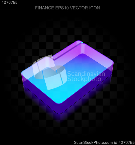 Image of Business icon: 3d neon glowing Folder made of glass, EPS 10 vector.