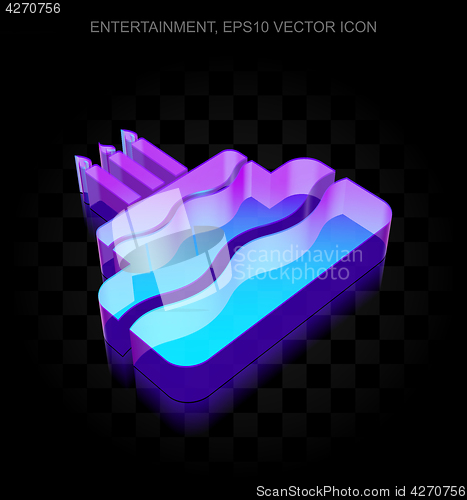 Image of Entertainment, icon: 3d neon glowing Cake made of glass, EPS 10 vector.