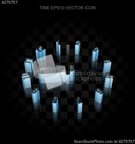 Image of Timeline icon: Blue 3d Clock made of paper, transparent shadow, EPS 10 vector.