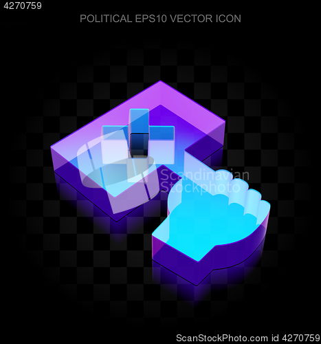 Image of Political icon: 3d neon glowing Protest made of glass, EPS 10 vector.