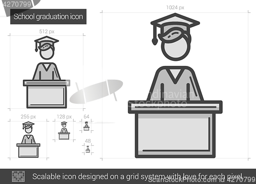 Image of School graduation line icon.