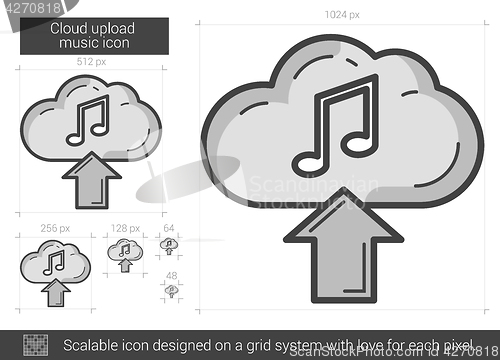 Image of Cloud upload music line icon.