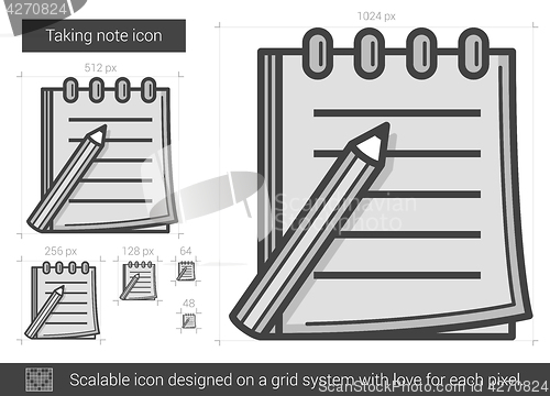 Image of Taking note line icon.