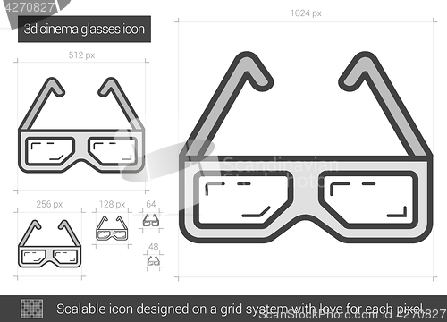 Image of Three d cinema glasses line icon.