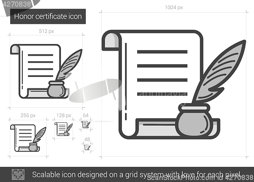 Image of Honor certificate line icon.