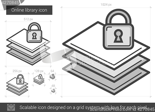 Image of Online library line icon.