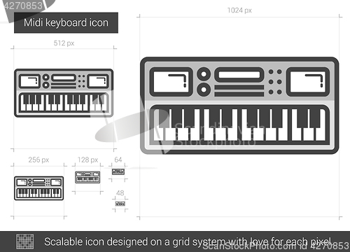 Image of Midi keyboard line icon.