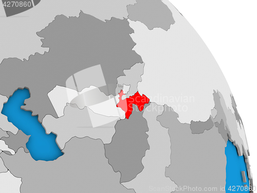 Image of Tajikistan on globe