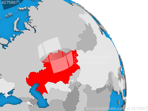 Image of Kazakhstan on globe