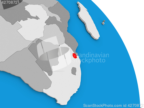 Image of Swaziland on globe