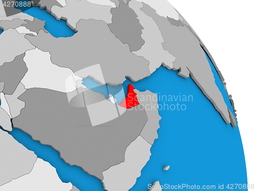 Image of United Arab Emirates on globe