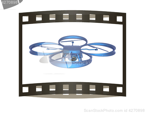 Image of Drone, quadrocopter, with photo camera flying. 3d render. The fi