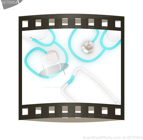 Image of stethoscope. 3d illustration. The film strip