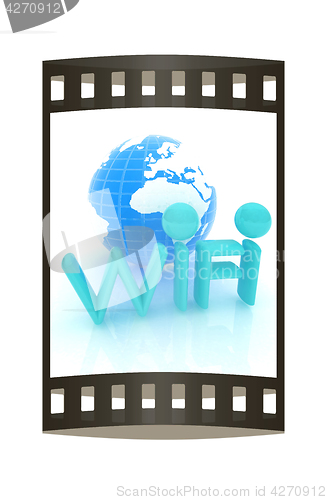 Image of wifi earth icon. 3d illustration. The film strip