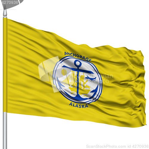 Image of Anchorage City Flag on Flagpole, USA