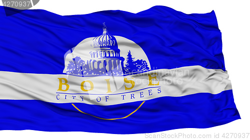 Image of Isolated Boise Flag, Waving on White Background