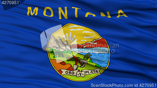 Image of Closeup Montana Flag, USA state