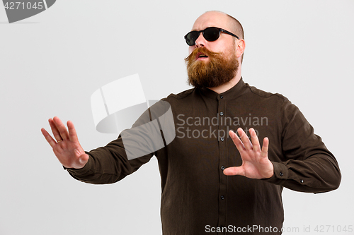Image of Blind man in black glasses