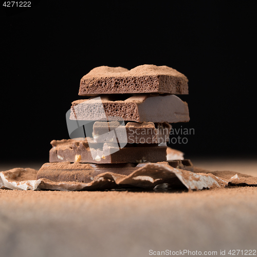 Image of Milk chocolate on empty background