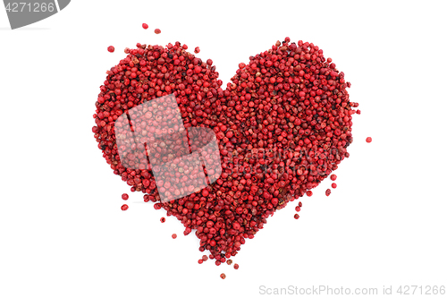 Image of Pink peppercorns in a heart shape