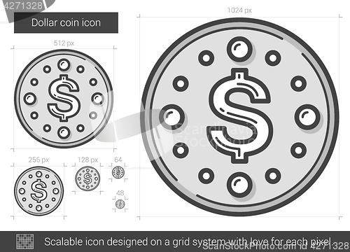 Image of Dollar coin line icon.