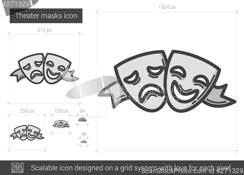 Image of Theater masks line icon.