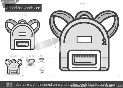 Image of School backpack line icon.