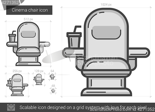 Image of Cinema chair line icon.