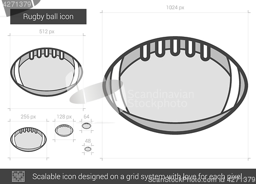 Image of Rugby ball line icon.