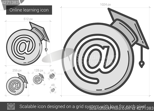 Image of Online learning line icon.