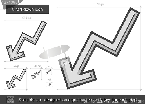 Image of Chart down line icon.