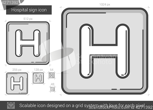 Image of Hospital sign line icon.