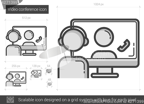Image of Video conference line icon.