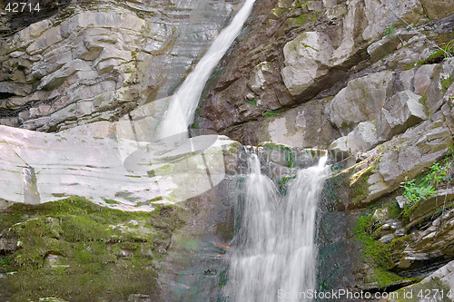 Image of Double waterfall and rocks, Perino river, Valtrebbia, Italy