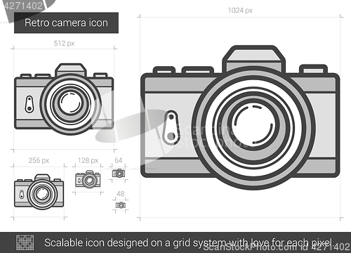 Image of Retro camera line icon.