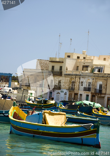 Image of Marsaxlokk ancient fishing boat village malta mediterranean