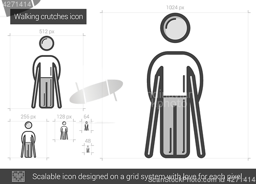 Image of Walking crutches line icon.