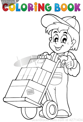 Image of Coloring book warehouse worker