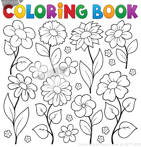Image of Coloring book flower topic 3