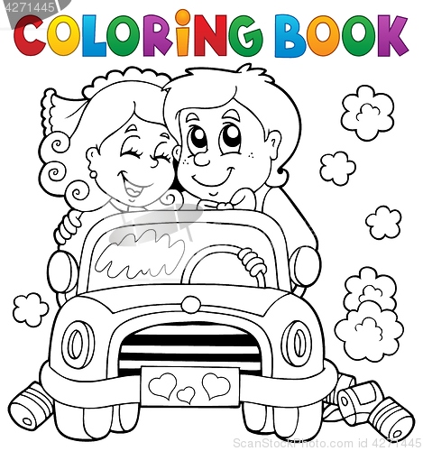 Image of Coloring book wedding car