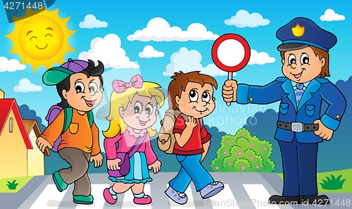 Image of Pupils and policeman image 2