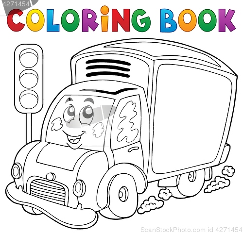 Image of Coloring book cute delivery car