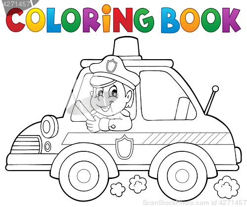 Image of Coloring book police car theme 1