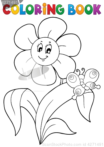 Image of Coloring book flower topic 4