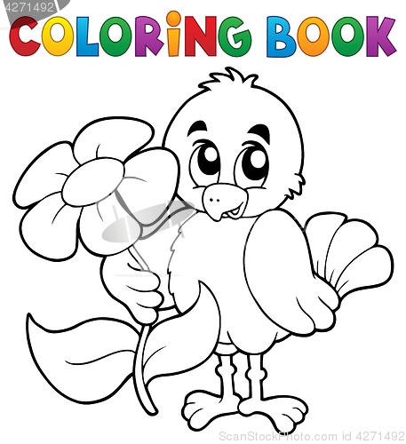 Image of Coloring book chicken with flower