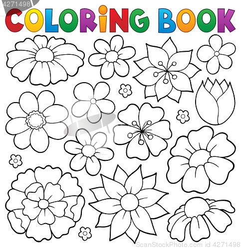 Image of Coloring book flower topic 1