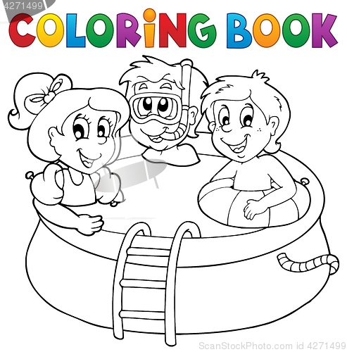 Image of Coloring book pool and kids